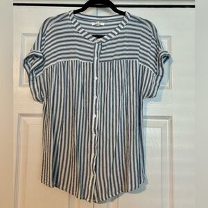 Maurices Blue and White Button-Up Blouse